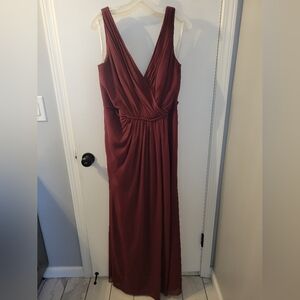 David's Bridal Burgundy Maxi Dress